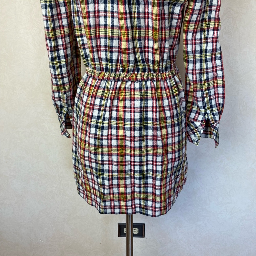 Veronica Beard Corinne  Plaid Button-Up Shirt Dress Gray Yellow Red Size 4 - Picture 11 of 14